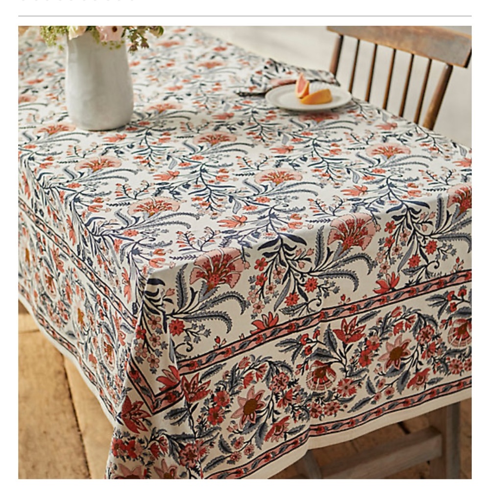 COPY - Blue Lily Tablecloth the art of block printing